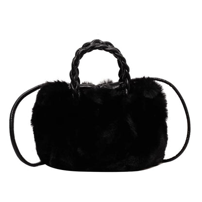 Cute Fuzzy Pumpkin Bag Women's Winter Shoulder Purse