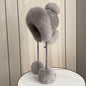 Winter Women's Mink Fur Hat with Fox Pom Pom - Stylish & Warm