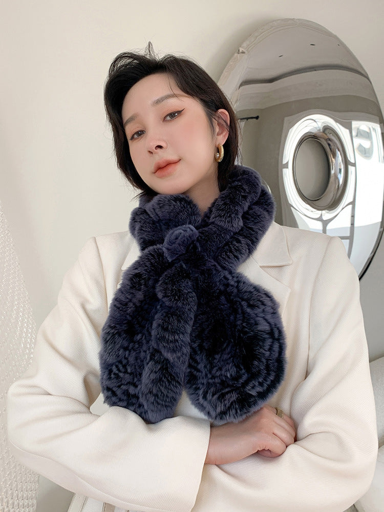 "Fashionable Real Rabbit Fur Scarf - Winter Accessory