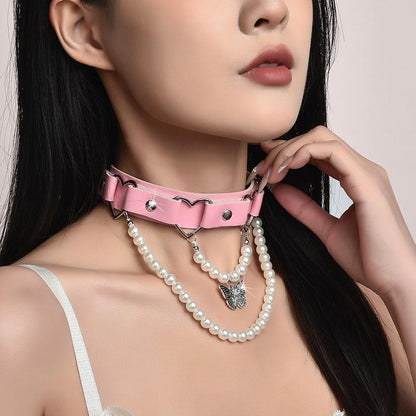 Trendy Butterfly Pearl Choker