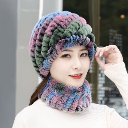 Warm Real Rabbit Fur Winter Hat for Seniors