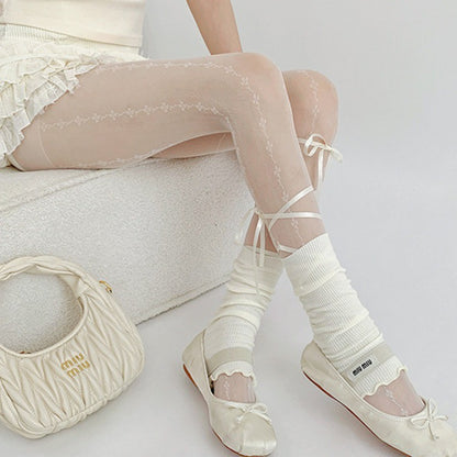 Summer Slim Retro Strap Bow White Silk Jk Pantyhose