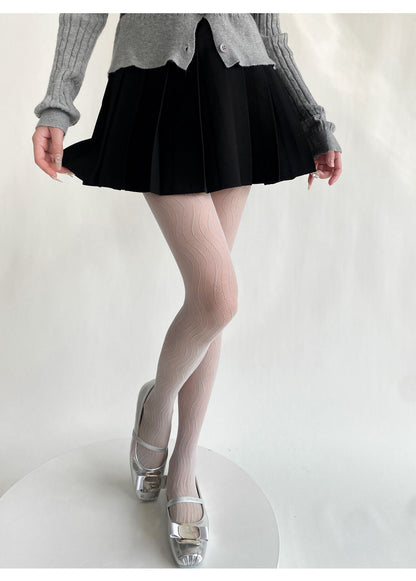 Sexy Thin Wavy Jacquard Lace Hollow Pantyhose