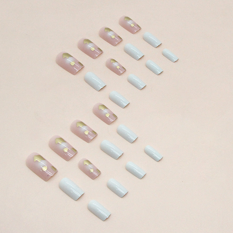 Mid-Length Square Nails with Gold Foil and Eggshell Fragments