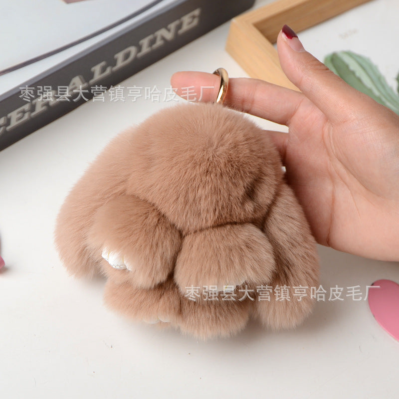 Wholesale Cute Faux Fur Bunny Keychain - Mini Decor