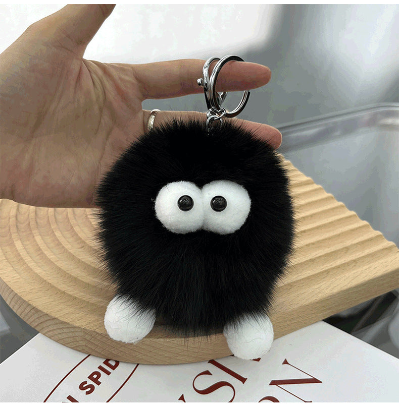 Cute Real Rabbit Fur Monster Keychain - Phone Charm