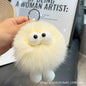 Cute Real Rabbit Fur Coal Ball Keychain Plush Toy