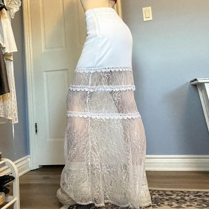 Lace Low Waist Sheer Sexy Mermaid Maxi Skirt