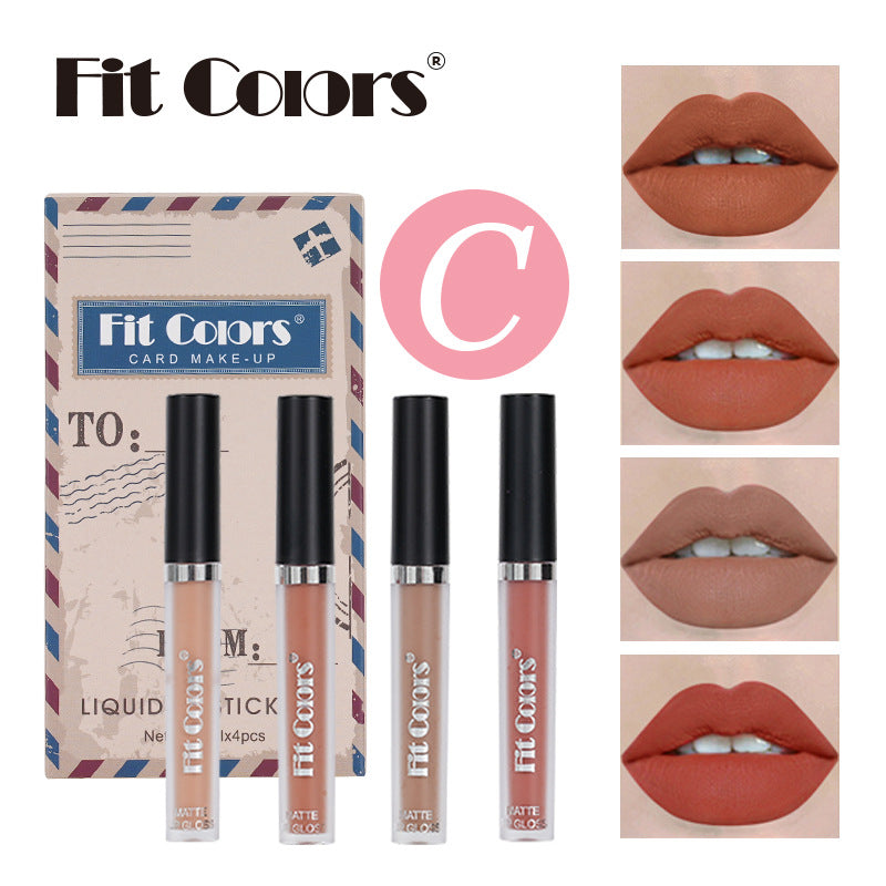 New Fashion 4-Pack Envelope-Style Matte Brown Lip Gloss for Halloween-Homeunderwear