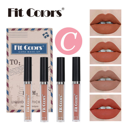 New Fashion 4-Pack Envelope-Style Matte Brown Lip Gloss for Halloween-Homeunderwear