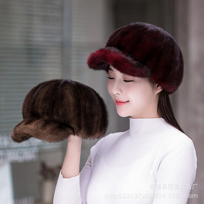 Winter Mink Fur Beret - Stylish & Warm