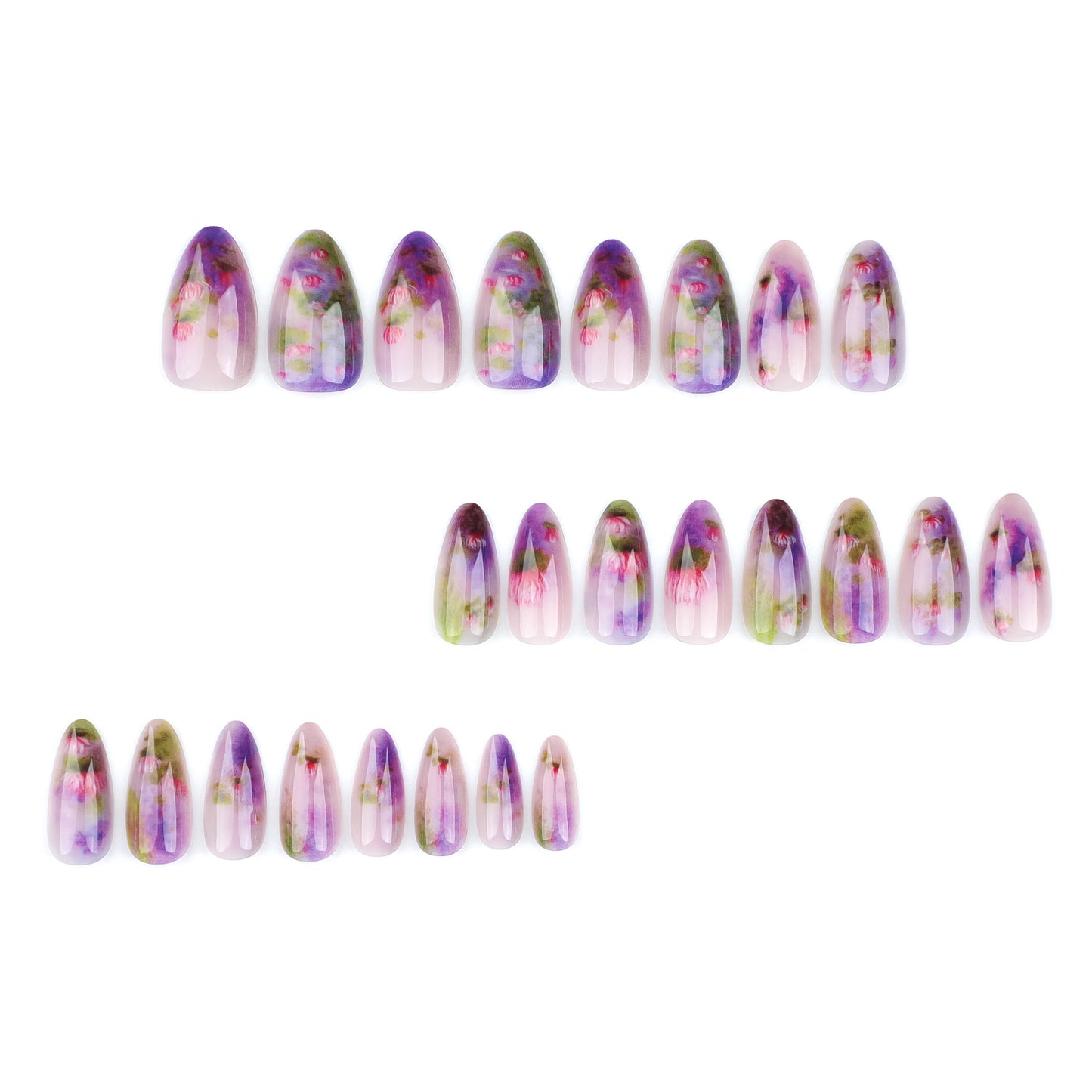 Summer Lotus Gradient Nails, Short Almond Shape