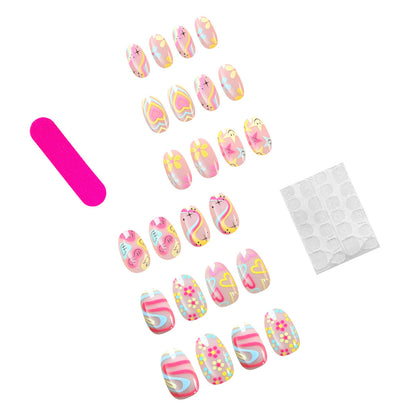 Summer Colorful Heart Smiley Nail Stickers