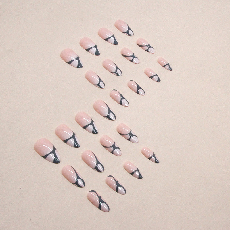 Almond Minimalist Pink Nails, Silver Bubble Mesh Design