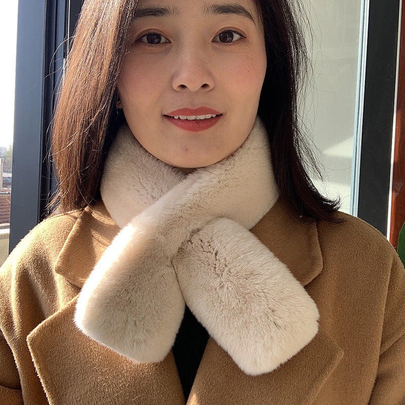 Double-Sided Real Rabbit Fur Scarf - Winter Warmth