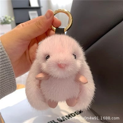 Cute Faux Mink Bunny Keychain Plush Toy Gift