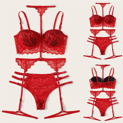 Pleated Red Dragon Bralette Set