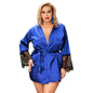 Plus Size Silk Satin Lace Hollow Robe