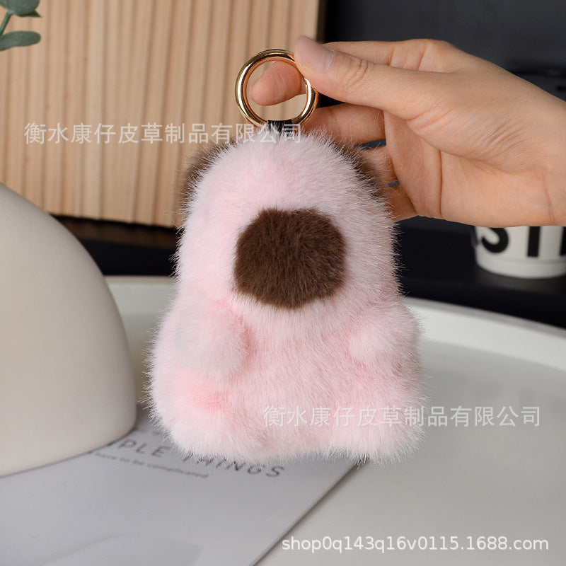 Cute Faux Fur Capybara Plush Keychain Car Accessory