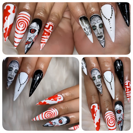 Ins-Style 24-Piece Halloween Movie Skull Face Press-On Nails