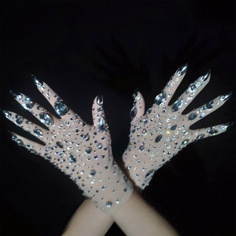 Crystal Mesh Sparkling Party Gloves