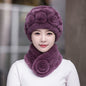 Winter Rex Rabbit Fur Ear Flap Hat & Scarf Set