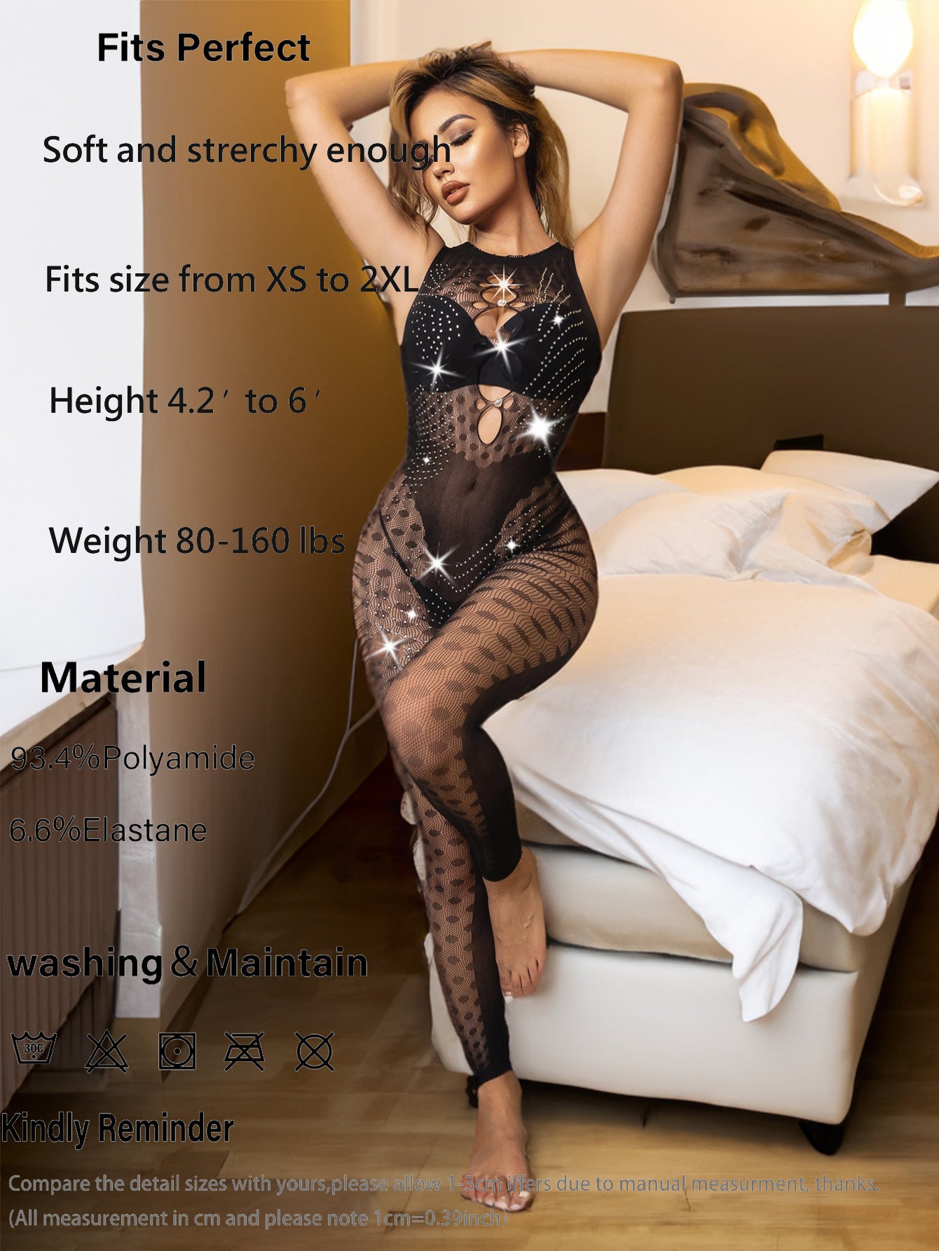 Sexy Polka Dots Love Sleeveless Hot Diamond Tight Net Clothes Onesie Sexy Underwear