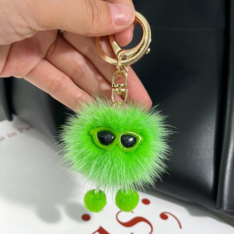 Cute Mink Fur Coal Ball Keychain - Trendy Toy Charm