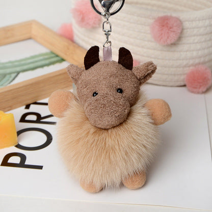 Cute Fuzzy Calf Keychain - Fashionable & Versatile