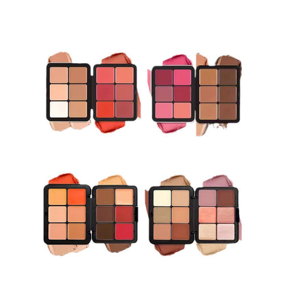 12-Color Blush Palette - Matte, Shimmer, Highlight, Conceal