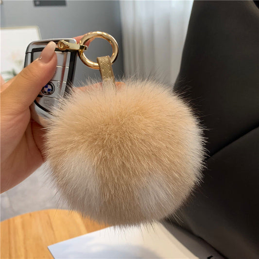 Cute Real Fox Hair Ball Simple Plush Hanger Accessory