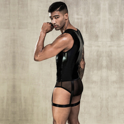 Free Shipping For Black See-through Nightclub Men's Lingerie