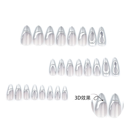 3D French Silver Mirror Nails, Popular Overseas