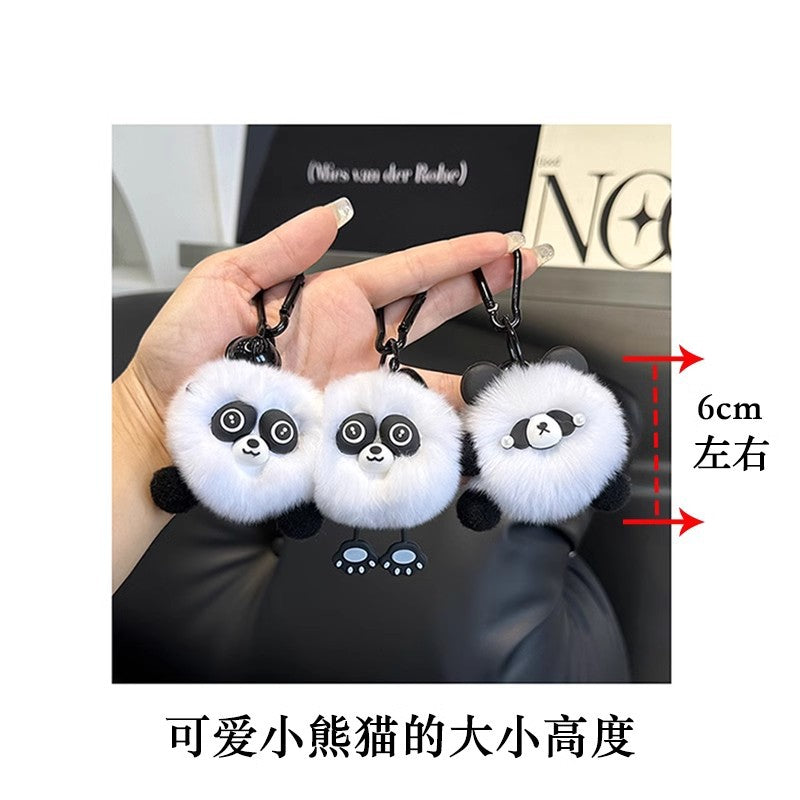 Cute Pom Pom Panda Keychain Fuzzy Toy Charm