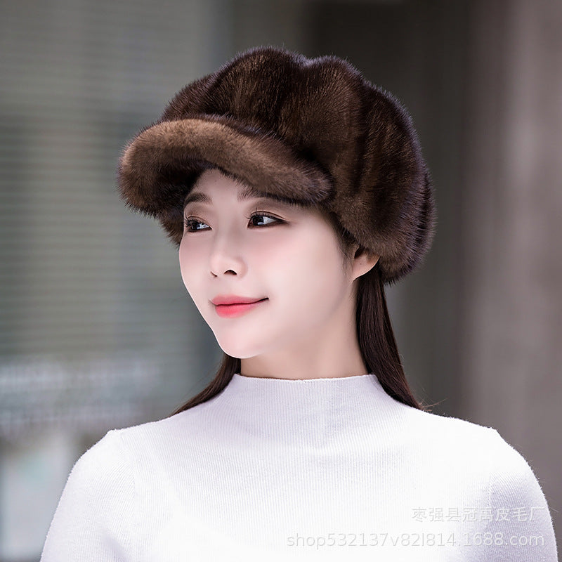 Winter Mink Fur Beret - Stylish & Warm