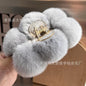 Luxury Real Rabbit Fur Large Hair Claw - Stylish Clip