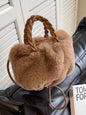 Cute Fuzzy Pumpkin Bag Women's Winter Shoulder Purse