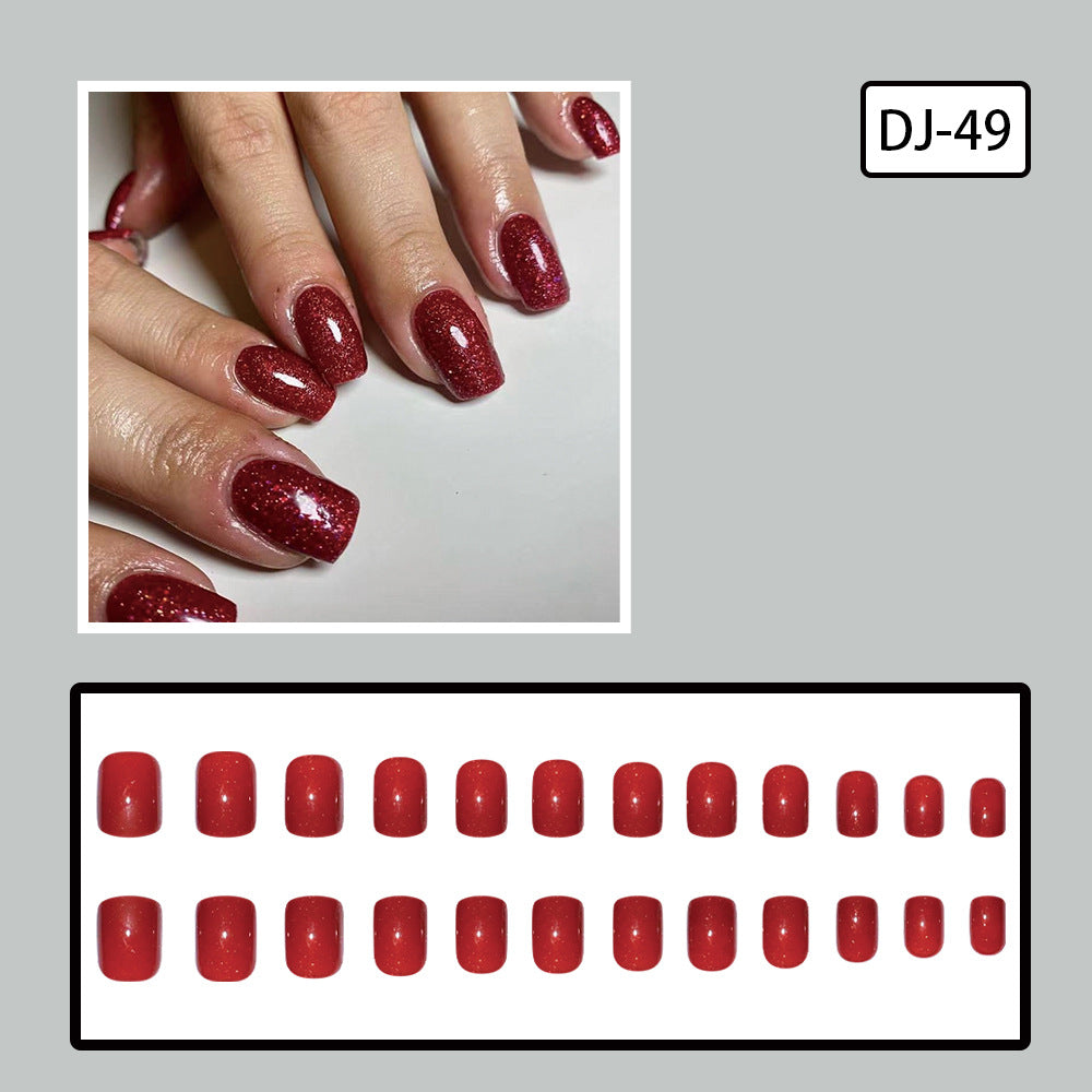 Halloween Blood Red Short Square Glitter Nails