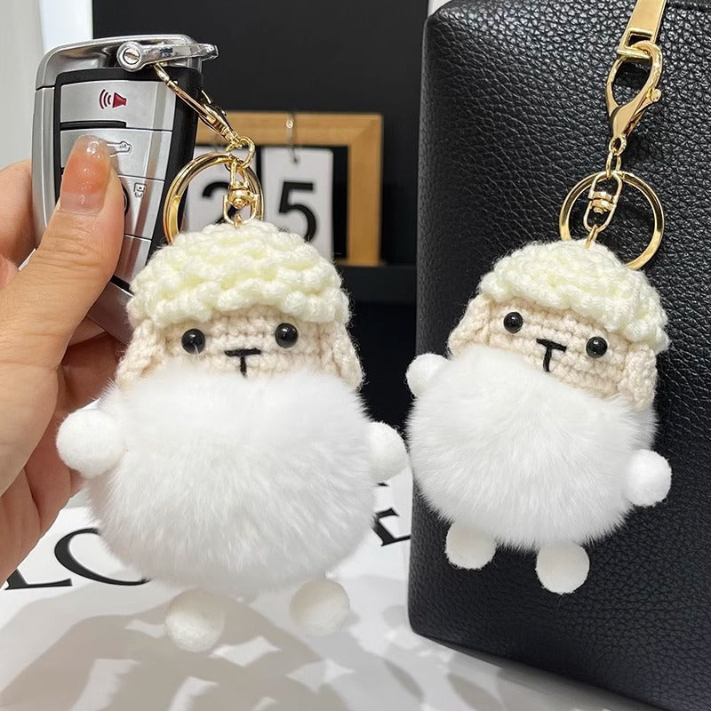 Cute Real Rabbit Fur Lamb Keychain - Backpack Accessory