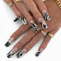 Yin-Yang Black and White Flame French Nails - Removable (Wholesale 24-Piece)