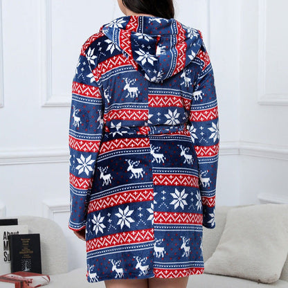 Plus Size Christmas Deer Thermal Robe