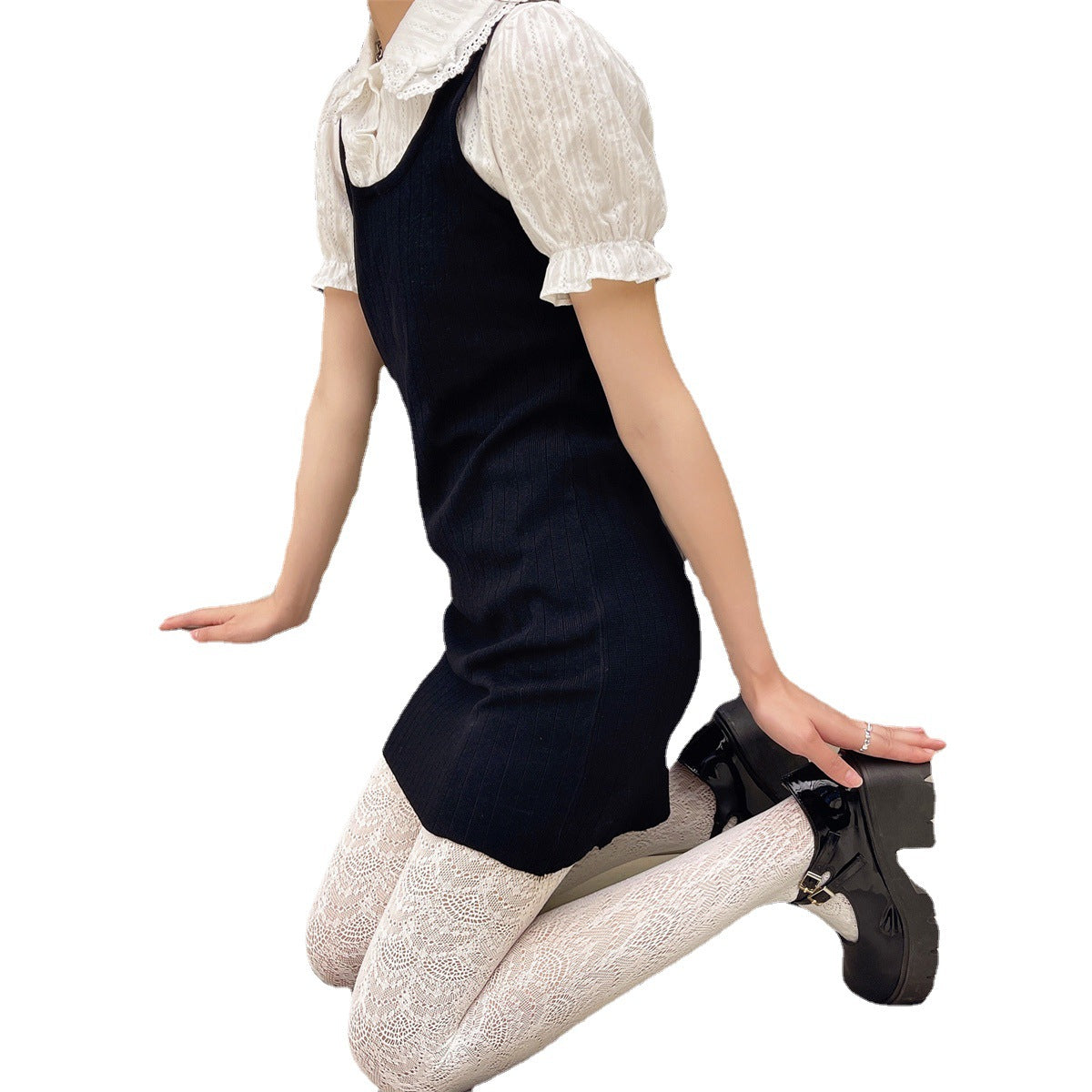 Sexy Jacquard Hollow Mesh Socks Loli Girl Bottom Pantyhose