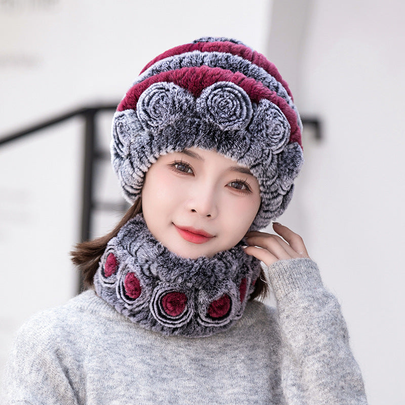 Stylish Real Rabbit Fur Ear Flap Hat - Warm Winter Accessory