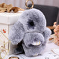 Cute Real Rabbit Fur Keychain - Sleeping Bunny Charm