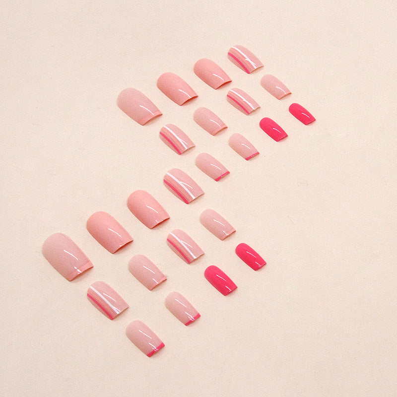 Minimalist Pink Striped French Nails, Rose and INS Style