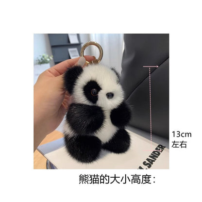 Cute Faux Mink Panda Keychain Plush Toy Accessory