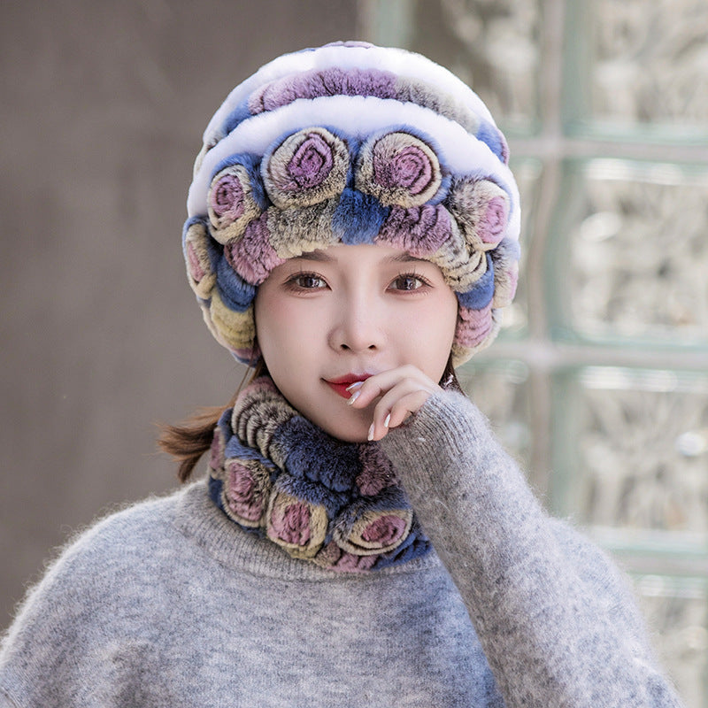 Stylish Real Rabbit Fur Ear Flap Hat - Warm Winter Accessory