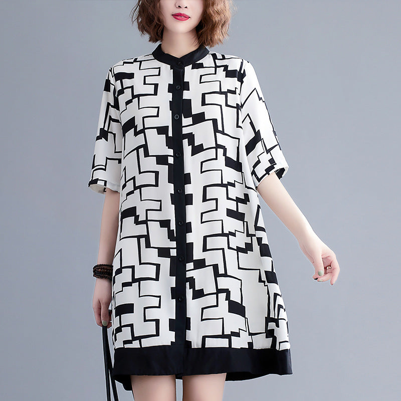 Artistic Chiffon Printed Loose Dress