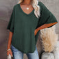 Free Shipping ForDillamon Solid Color Casual Half-Sleeve European and American Style Top