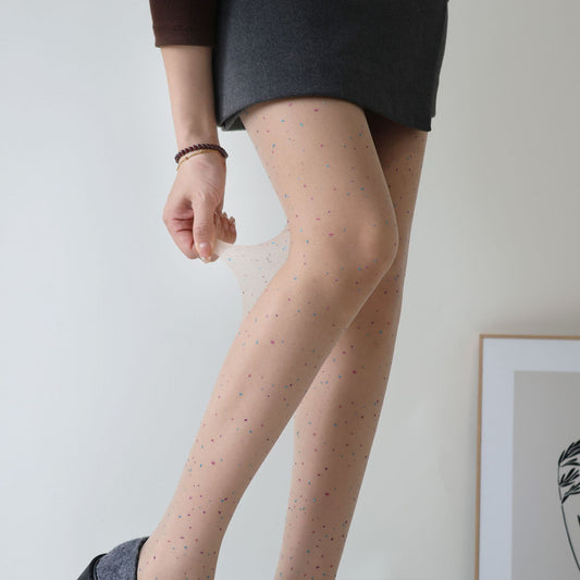Sexy Slim Color Polka Dot Print Meat-through Leggings Pantyhose